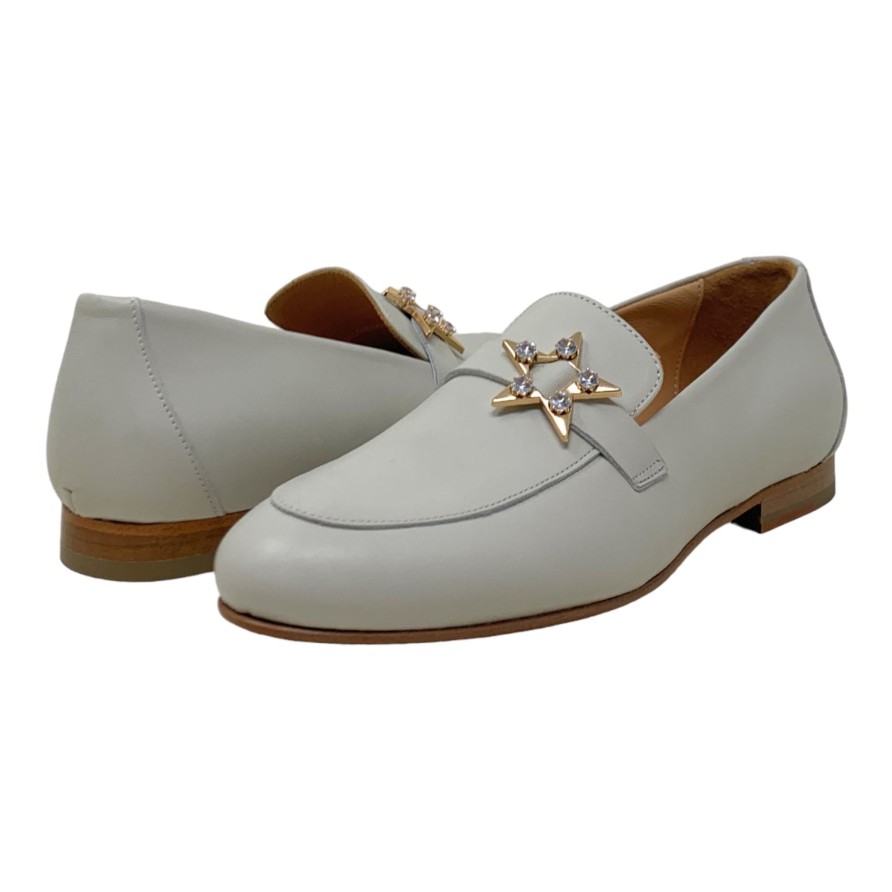 Flats Buckles Footwear | Anaki Paris | Portia | Leather Off White