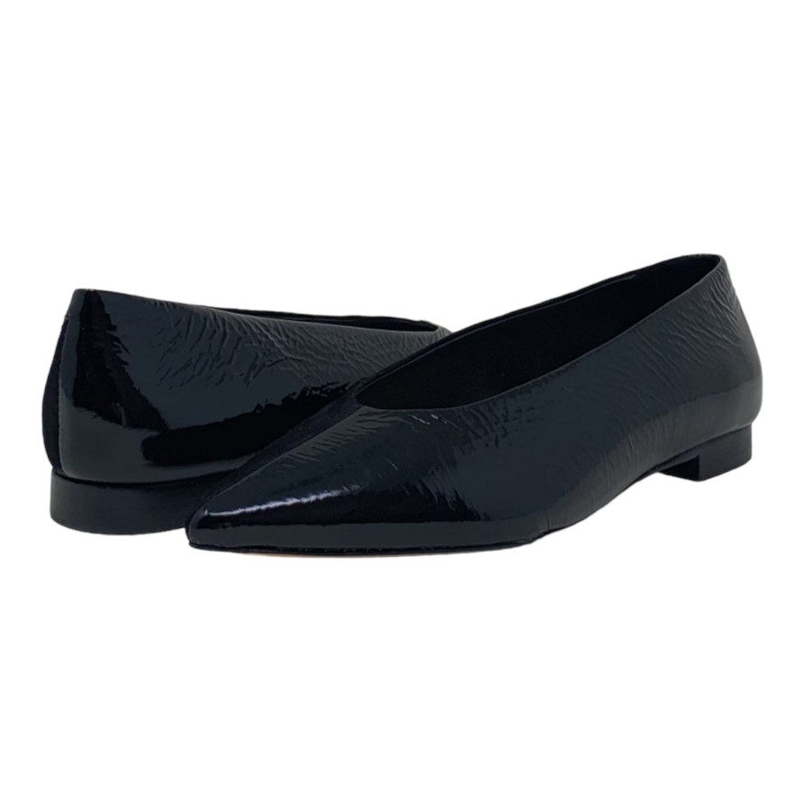 Flats Buckles Footwear | Vicenza | Hal | Suede/Patent Leather Black