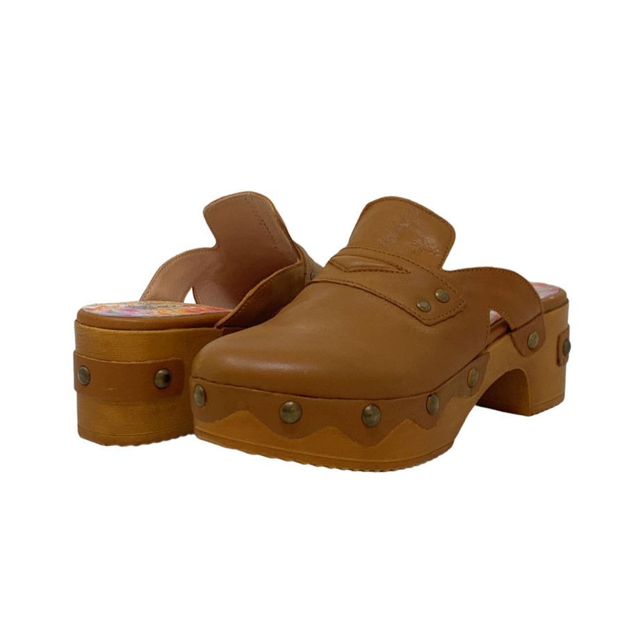 Mules Buckles Footwear | Eric Michael | Adelphi | Leather Cognac