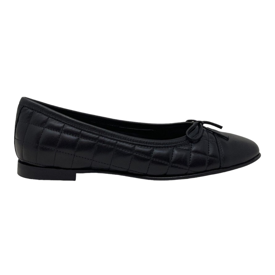 Flats Buckles Footwear | Buckles New York | Elizabeth Black Quilted Leather