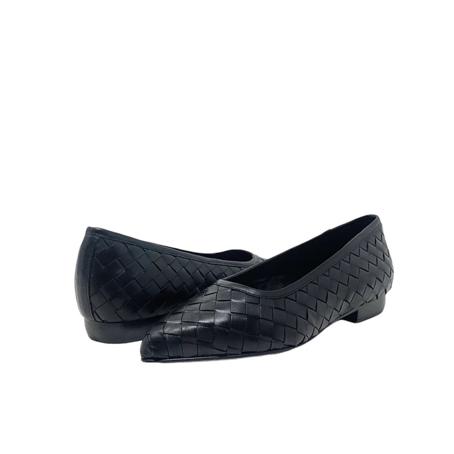 Flats Buckles Footwear | Homers | Show | Woven Leather Black