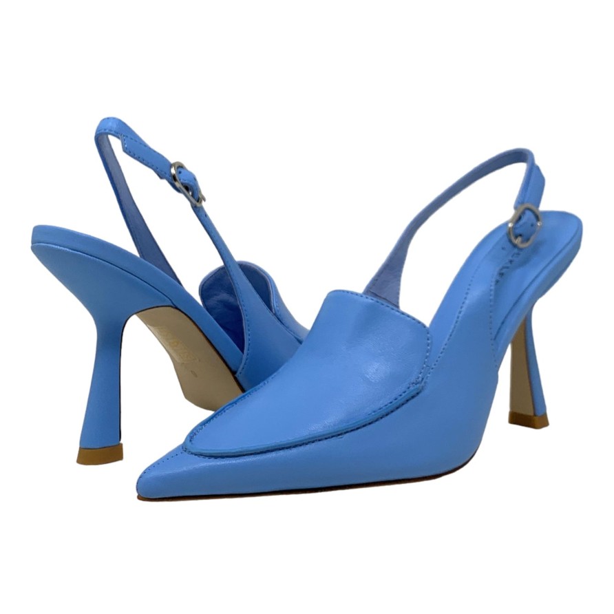 Heels Buckles Footwear | Buckles New York | Acclaim | Leather Light Blue