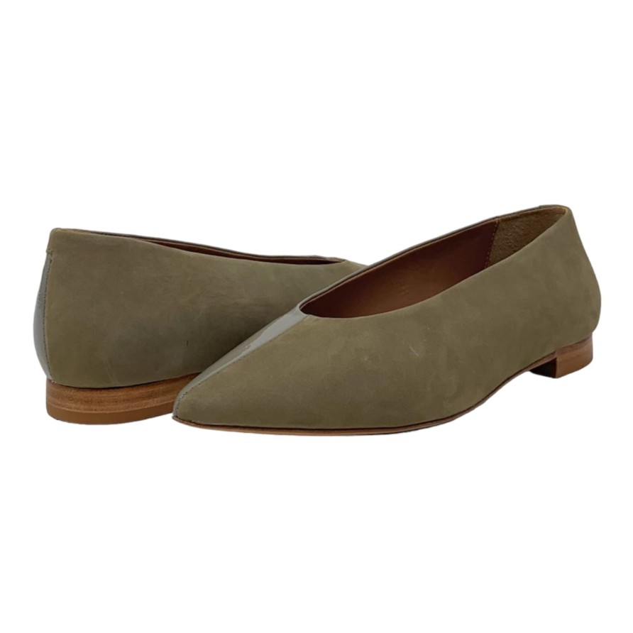 Flats Buckles Footwear | Vicenza | Hal | Suede/Patent Leather Taupe