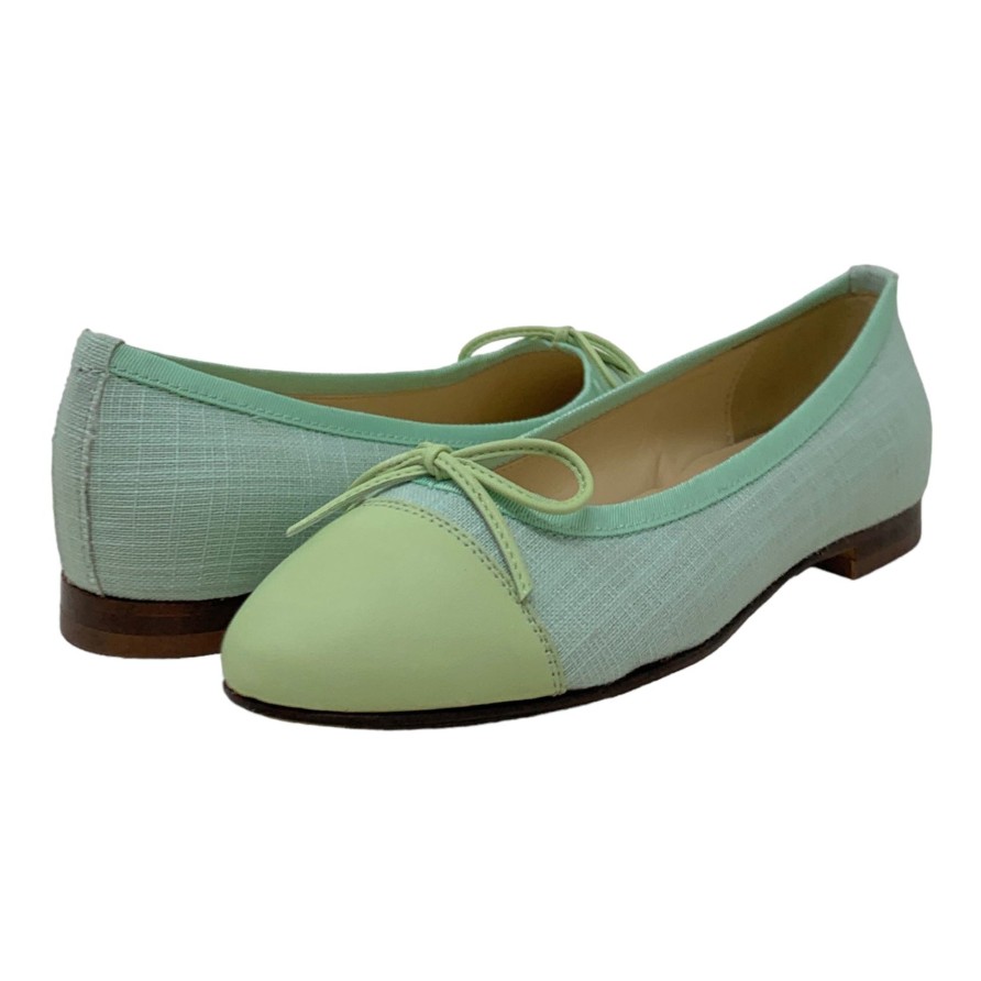 Flats Buckles Footwear | Buckles New York | Elizabeth Mint Linen