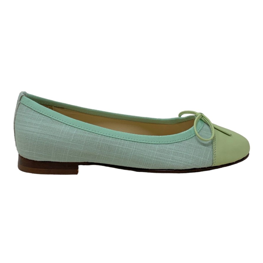 Flats Buckles Footwear | Buckles New York | Elizabeth Mint Linen