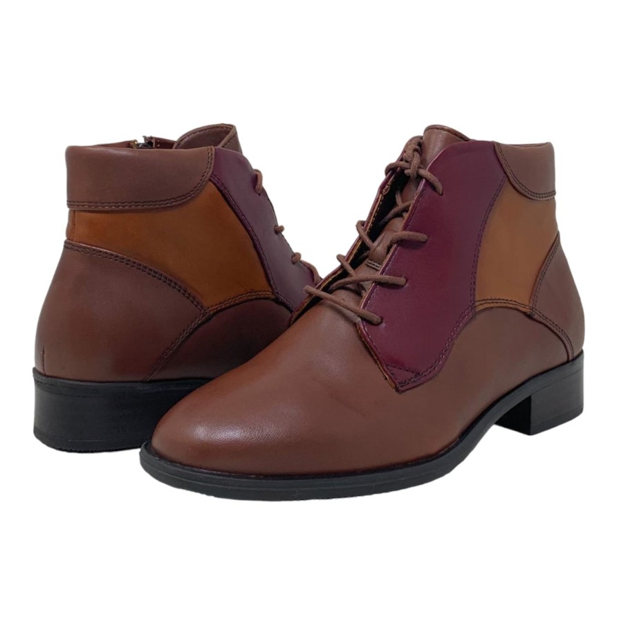 Booties Buckles Footwear | Regarde Le Ciel | Scarlet | Multi Leather Brown