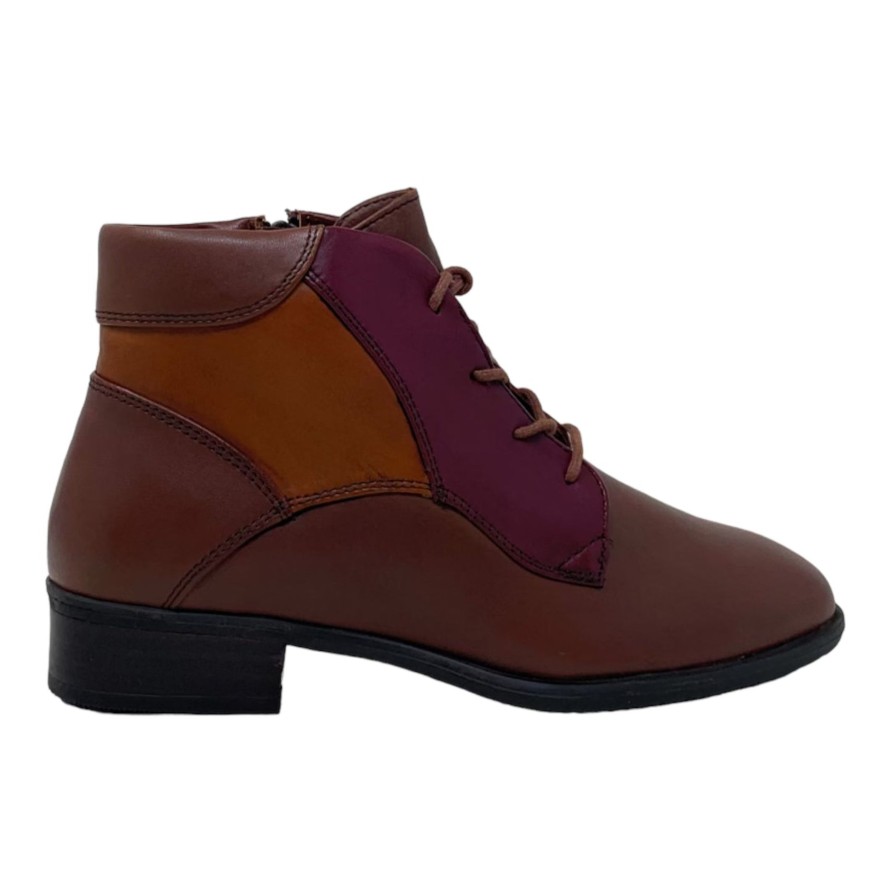 Booties Buckles Footwear | Regarde Le Ciel | Scarlet | Multi Leather Brown