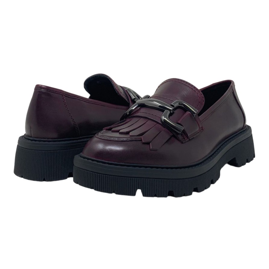 Flats Buckles Footwear | Regarde Le Ciel | Byron | Leather Burgundy