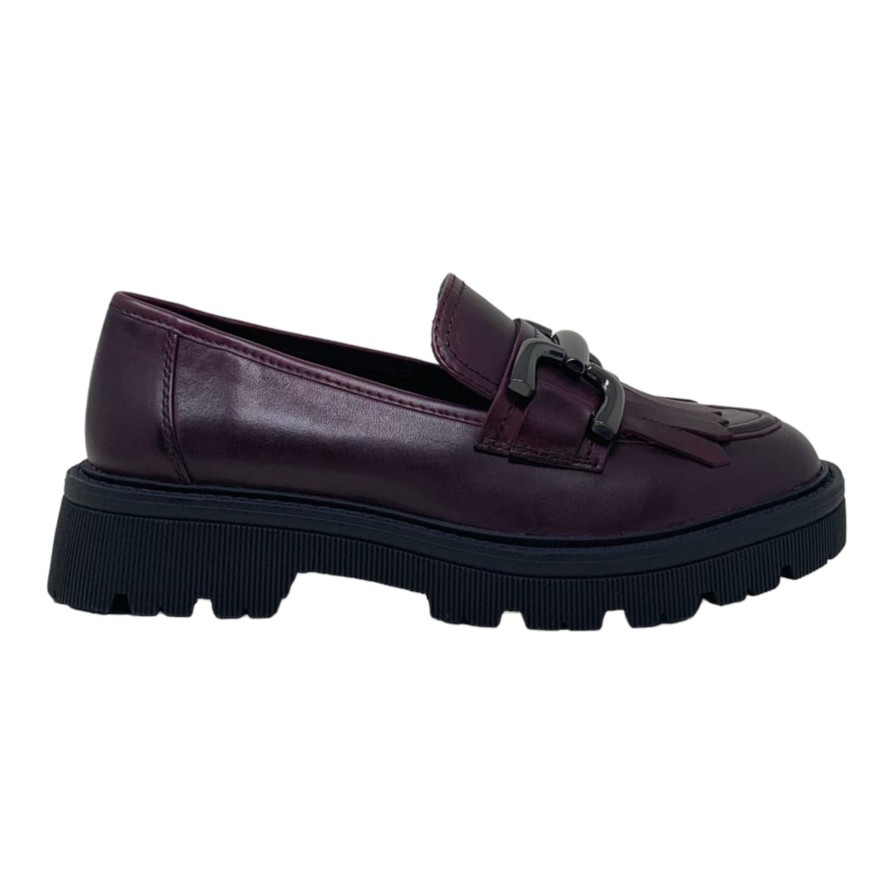 Flats Buckles Footwear | Regarde Le Ciel | Byron | Leather Burgundy