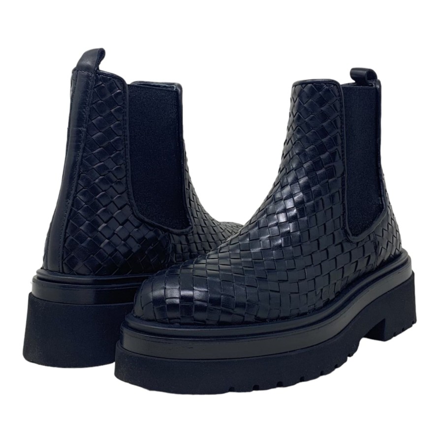 Booties Buckles Footwear | Homers | Wave | Woven Leather Black