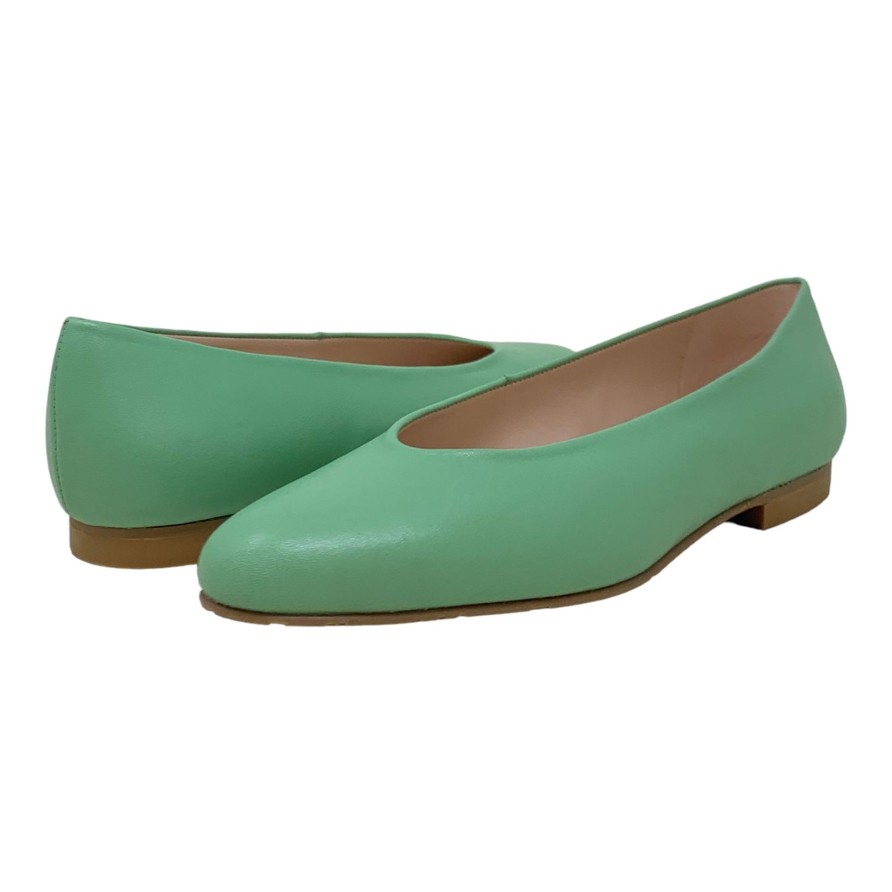 Flats Buckles Footwear | Lodi Love | Baza | Leather Pistachio