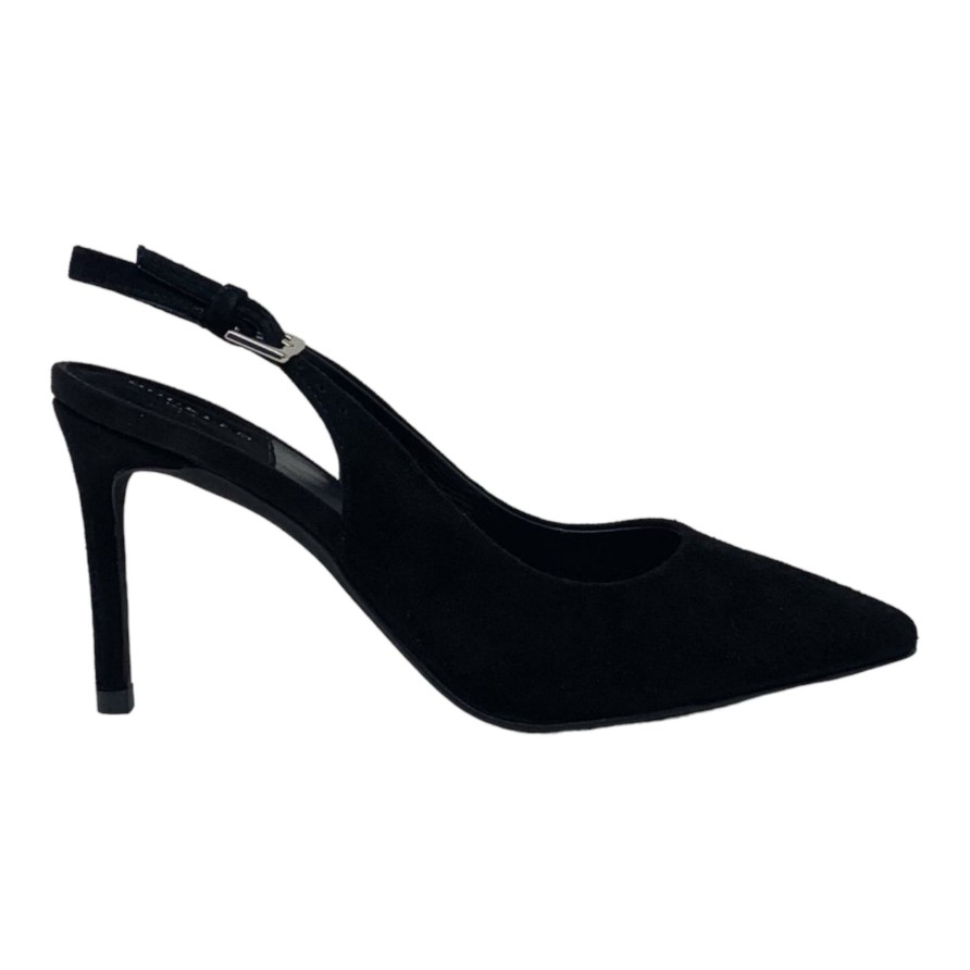 Heels Buckles Footwear | Buckles New York | Nikki Sling Black Suede