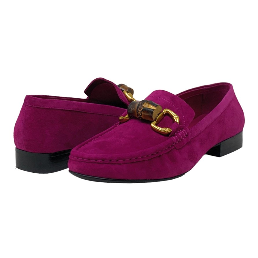 Flats Buckles Footwear | Buckles New York | Appren | Suede Fuchsia