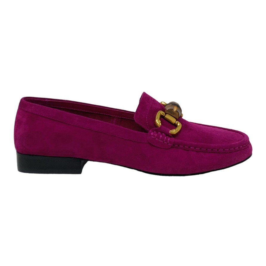 Flats Buckles Footwear | Buckles New York | Appren | Suede Fuchsia