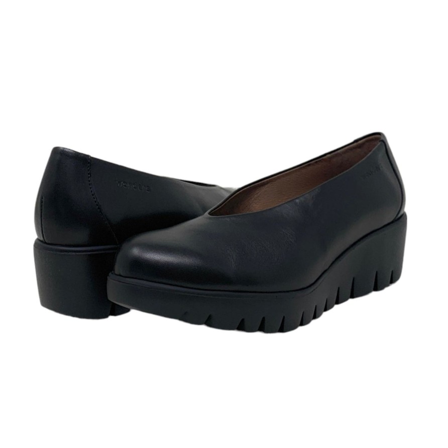 Wedges Buckles Footwear | Wonders | Sauvag | Leather Black