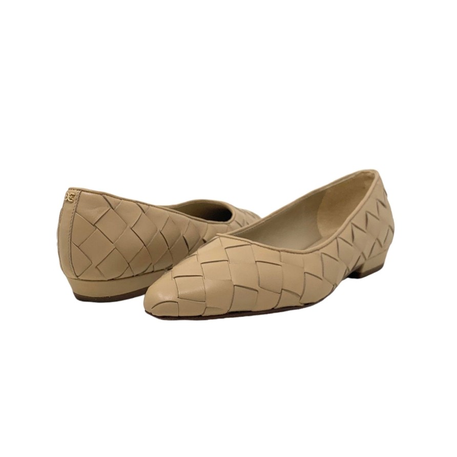 Flats Buckles Footwear | Sam Edelman | Joy | Woven Leather Nude