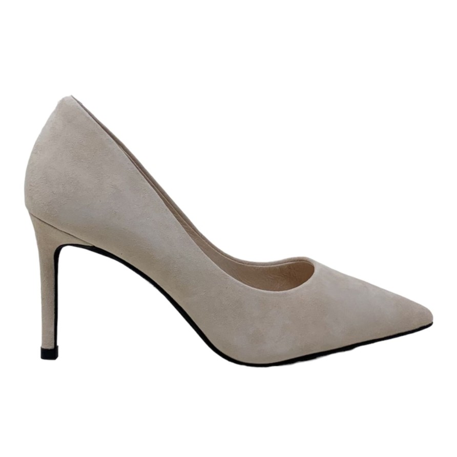 Heels Buckles Footwear | Buckles New York | Nikki | Suede Beige