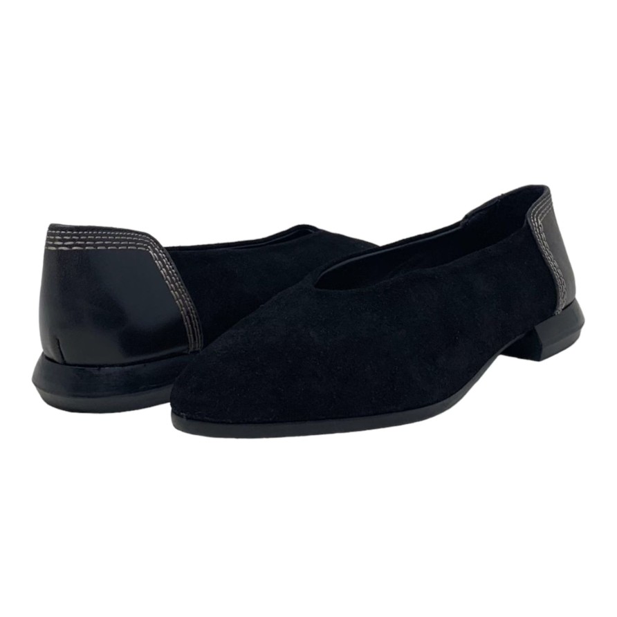 Flats Buckles Footwear | Homers | Crosta | Black Suede