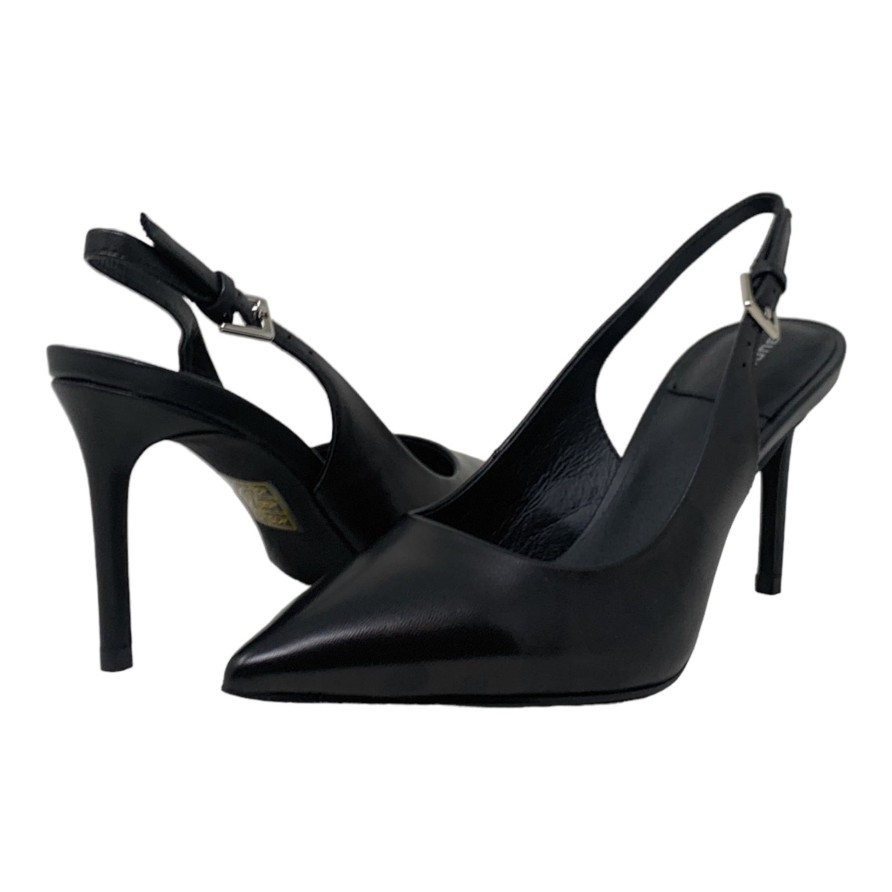 Heels Buckles Footwear | Buckles New York | Nikki Sling Black Leather