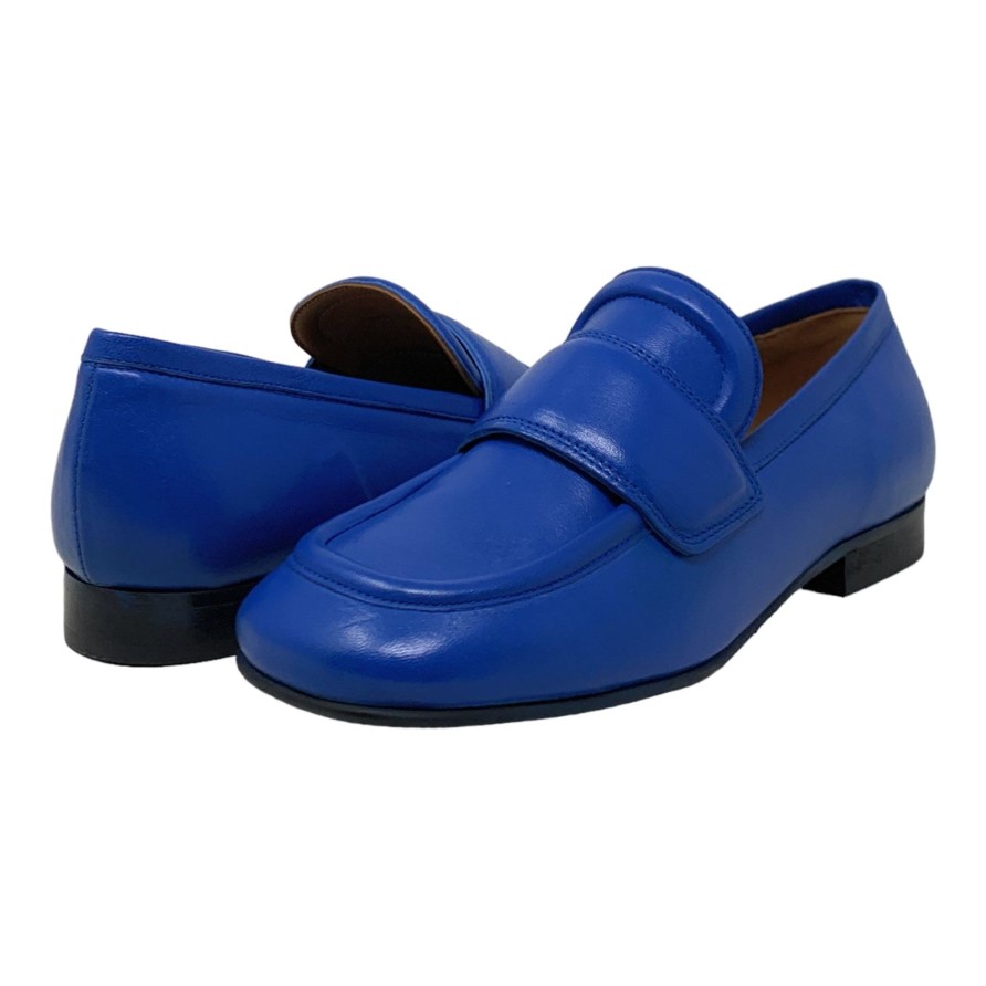 Flats Buckles Footwear | Carmens | Clam | Leather Cobalt Blue