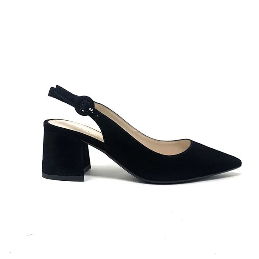 Heels Buckles Footwear | Pelle | Lake | Black Suede