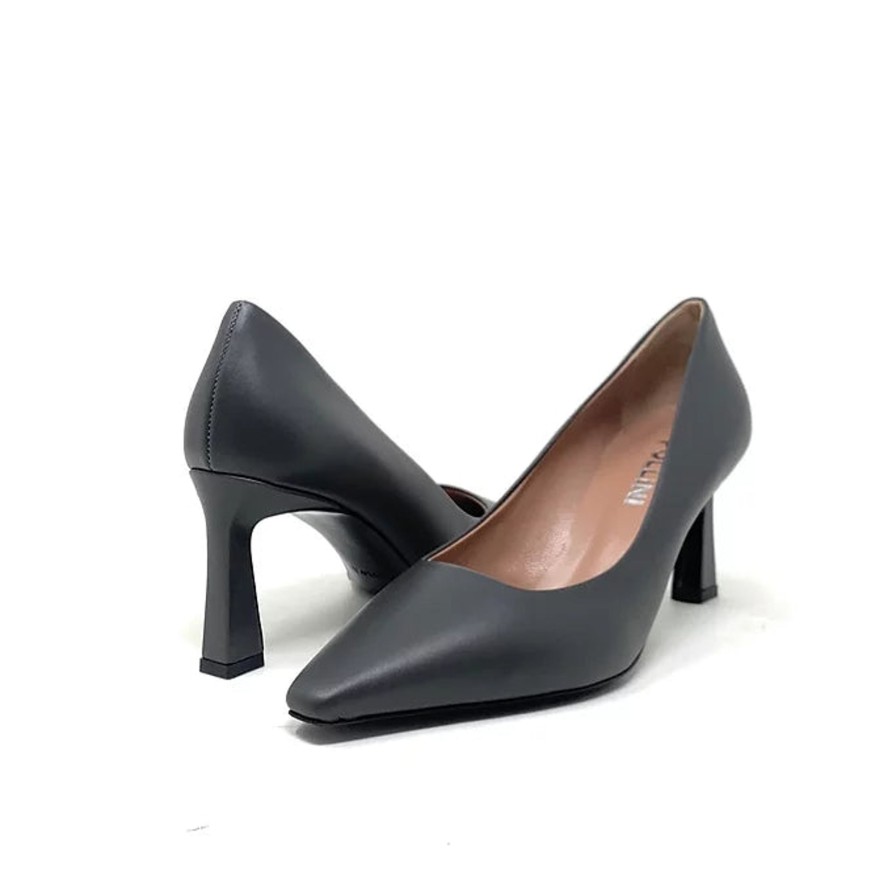 Heels Buckles Footwear | Pollini | Caroline | Leather Grey