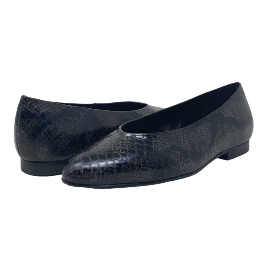 Flats Buckles Footwear | Lodi Love | Baza | D Leather Black/Grey Texture